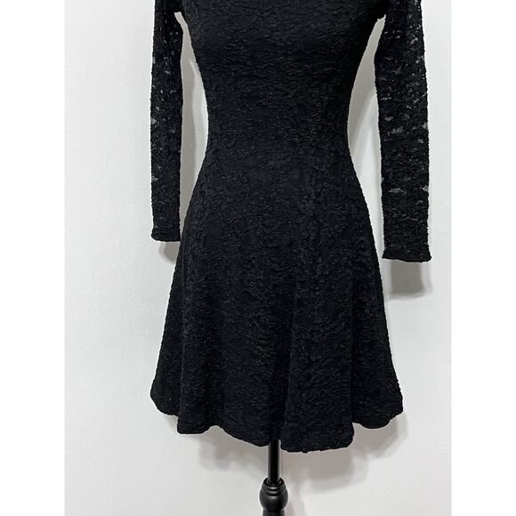 90s Laundry by Shelli Segal Black Lace Short Gothic Whimsigoth Sz 4 Dress Small - Picture 4 of 14